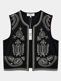 Gilet noir brodé