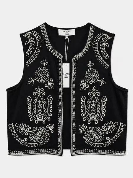 Gilet noir brodé